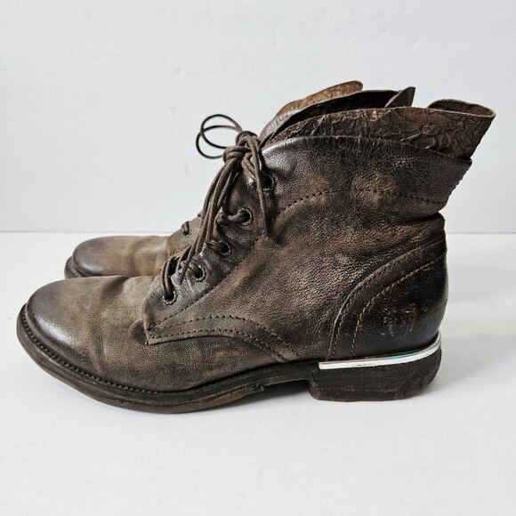 AS 98 Airstep italian Zipper Boho Biker Distressed Brown Boots Sz EU 37 US 6.5/7 - Picture 2 of 6